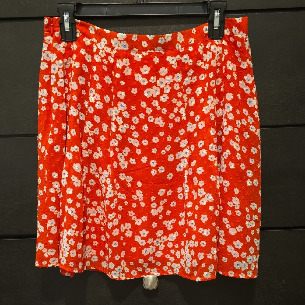 Banana Republic Red Floral Skater Skirt